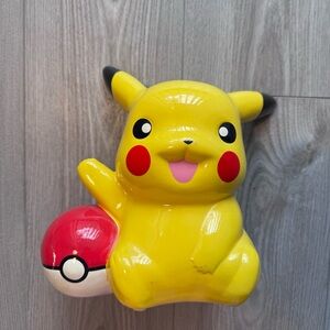 Pokemon Yellow Pikachu Coin Money Piggy with Red Poké Ball